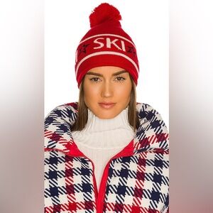 Perfect Moment Red Pom-Pom Ski Beanie